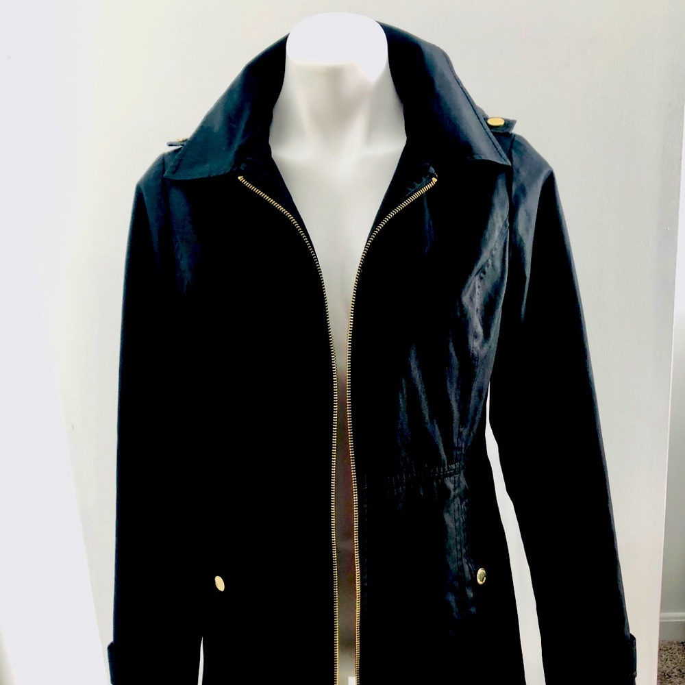 Michael Kors Black Trench/Rain coat, gold details!